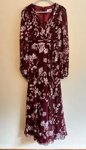 Mac Duggal Leena for Floral Chiffon Red Gown From Rent The Runway Size: XS 0