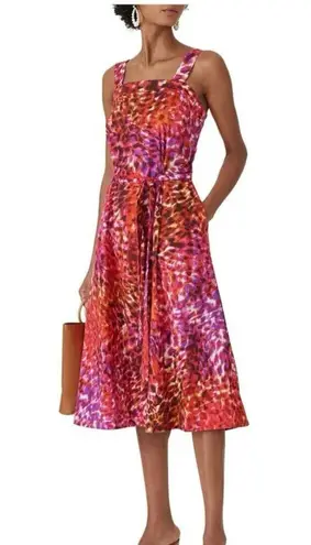 Natori Women’s Small Pink Ombré Animal Print Cheetah Midi Dress Square Neck Cute