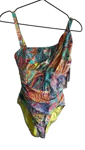 Bleu Rod Beattie New! One Shoulder Boho Paradise Swim Suit