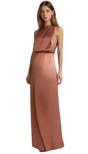 Dessy Collection Sleeveless Blouson Bodice Trumpet Gown in Desert Rose size 4 Pink