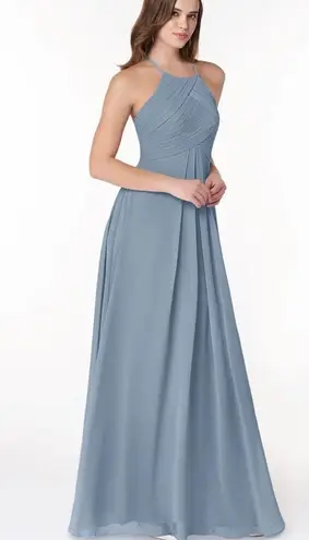 Azazie Blue Halter Maxi Dress