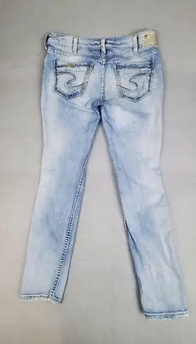 Silver Jeans  Womens 30 Blue Boyfriend Distressed Classic Stretch Western