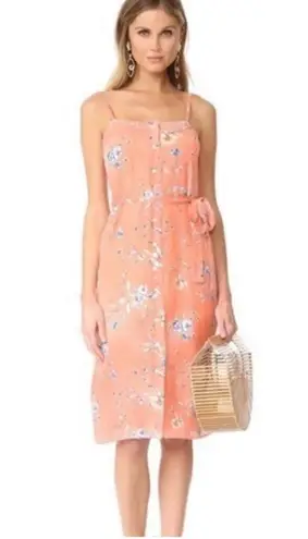 Ali & Jay Womens Peach Flower Frolicking Printed Sleeveless Button Dress - Sz M