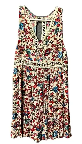 Umgee Floral Pattern Short Sleeve Top Size Small