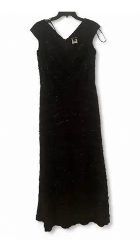 Tadashi Shoji Black Silk Overlay Dress Sz 12 Cocktail Formal Wedding Guest