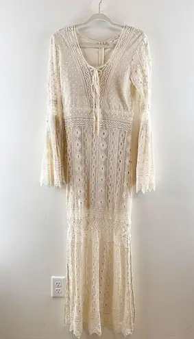 Jen's Pirate Booty Jen’s Pirate Booty Chaouen Lace Crochet Boho Maxi Dress Ivory XS