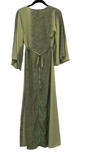 Raga Maxi Dress Rustic Romance Empire Waist Flowy Paisley Print Green NEW XS