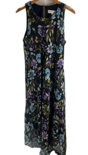 Emma & Michele  Black Floral Sleeveless Silky Lined Maxi Dress Sz Medium‎