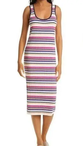 Club Monaco NWT Dress Summer Stripes Rib Knit Midi Tank Dress Women’s Size Large