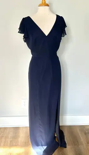 Dessy After 6 Midnight Navy Blue Chiffon Bridesmaid Formal Prom Dress