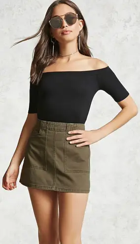 Olive green skirt forever 21 discount