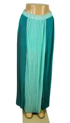 TCEC Color Block Pleated Maxi Skirt Size Medium - Turquoise