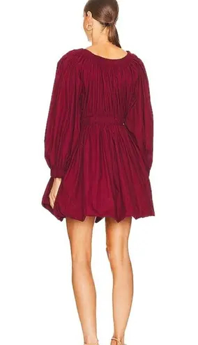 Ulla Johnson Martine Long Sleeve Mini Cotton Dress in Bordeaux 2
