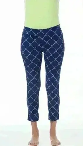 San Soleil Knotical Navy Ladies Small Capri ankle Pants Golf XL Blue