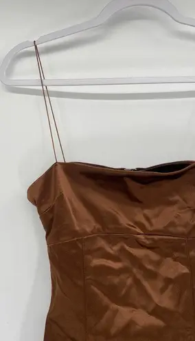 Bec & Bridge Heather Spaghetti Strap Satin Dress In Brown US 4 NWT