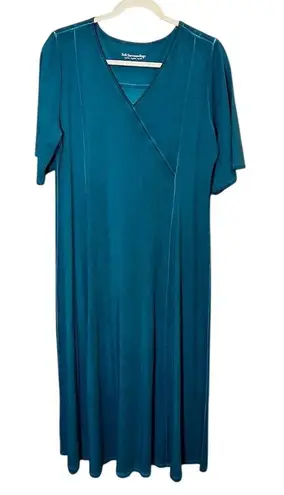 Soft Surroundings Petite M Blue V Neck Seamless Midi Dress