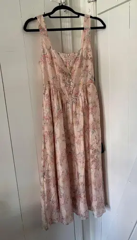 NWT Lulus Darling Adoration Blush Pink Floral Midi Dress Size Small