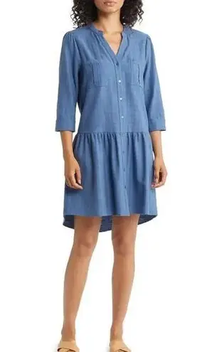 Caslon Pocket Front Drop Waist Dress in Blue Moonlight, Size XXL NEW w/o Tag