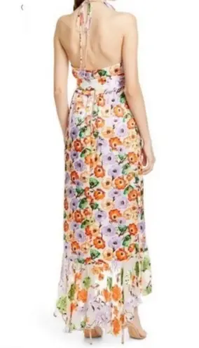 Alice + Olivia  Evelia Ruffled Floral High Low Asymmetrical Maxi Dress Size 10