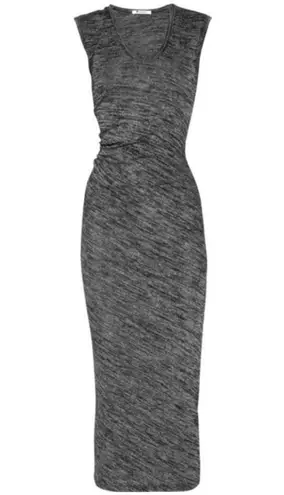 T by Alexander Wang Marled Dark Gray Jersey Knit Draped Back Maxi Dress
