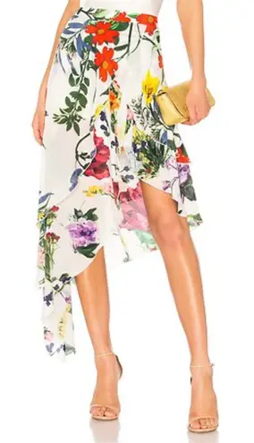 Alice + Olivia  Joeann Silk Asymmetrical Floral Skirt in Whimsy Floral size 10 - Image 1