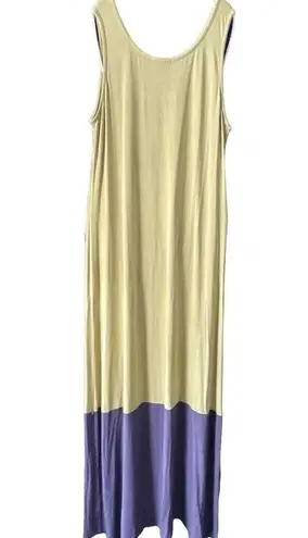 Bordeaux Maxi Dress L Lime Gray Colorblock Sleeveless Soft Jersey Stretch Beach