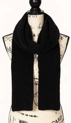 Black Ribbed Winter Scarf | Made in USA | Acrylic Knit Black