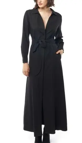 NWT LBLC The Label Amara Tie Front Collared Dress Black Size M