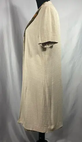 Women's Fattaneh Bahari Print Dress w/ Jacket Beige Green Orange Sleeveless 14P Tan