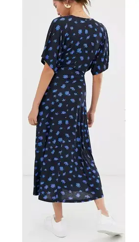 Whistles Pink Floral Dolman Short Sleeve Wrap Midi Dress NWT 10