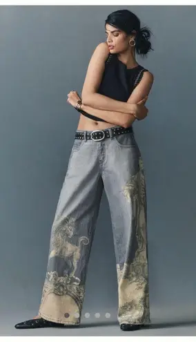 New with tags Anthropologie Pilcro low rise wide leg jeans 25 tall Blue