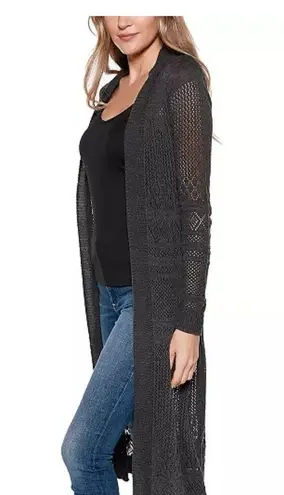Belldini Black long sleeve Long Knit open front cardigan sweater Gray Size L
