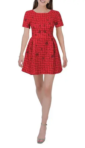 Fanm Mon Samantha Tweed Dress size Large L red mini