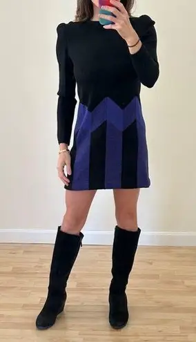 St. John Vintage by Marie Gray Black/Purple Knit Long Sleeve Dress