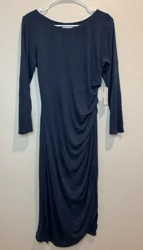 Velvet Tees Velvet Graham & Spencer NWT Navy Long Sleeve Ruched Sheath Dress Bodycon Size L - Image 1