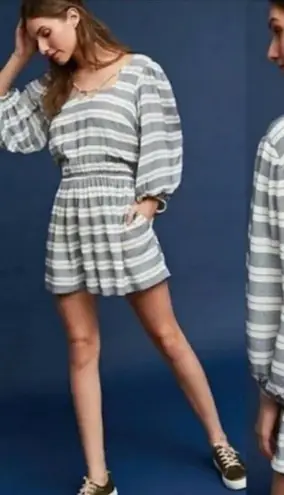 Holding Horses Anthropologie Striped 3/4 Sleeve Romper Women’s Medium Petite