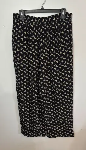 Nipon Studio Women's Black Crescent Moon Rayon Wide Leg Lounge Pants Size 12