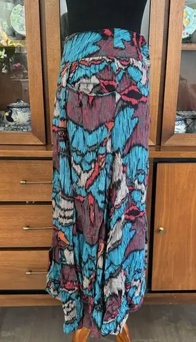 Vintage 80’s Jessica Scott Abstract Geo Print Midi Skirt Blue