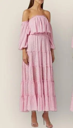MISA Los Angeles Misa | Cassandra Off-Shoulder Tiered Maxi Dress | Size XS (Fits S) | NWT