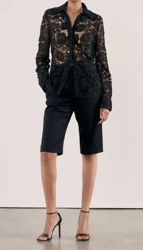 Nili Lotan Ella Pleated Virgin Wool Shorts Black Womens Size 2