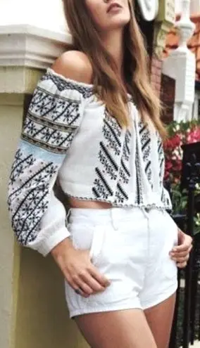 Free People Boho White Jean Shorts Size 25