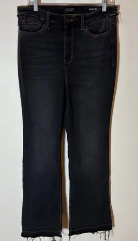 Judy Blue Slim Bootcut Jeans Faded Washed Black Distressed Hem Size 13/31