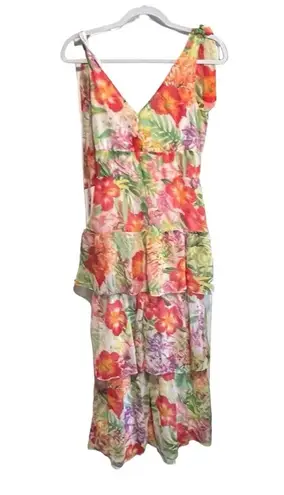 Julia Jordan Tiered Chiffon Midi Dress, New with Tags, Floral Size 2