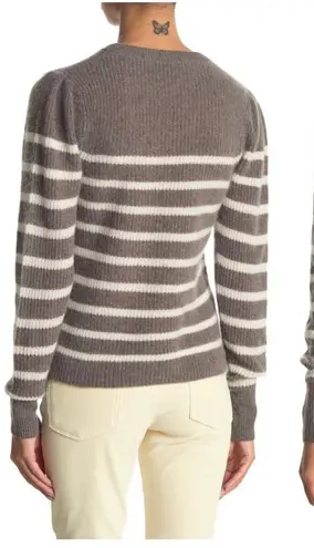 360 Cashmere Laurel Cashmere Striped Sweater Puff Shoulder Size S