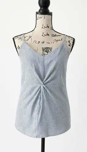 Staccato Blue White Striped Twist Front Tank Top Sz M Rayon