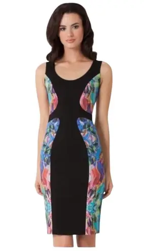 Black Halo Annabelle Sheath Watercolor Midi Dress