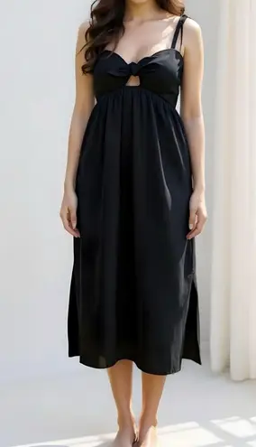 EMERSON FRY Cayman Organic Linen Midi Dress, Black, Small Black