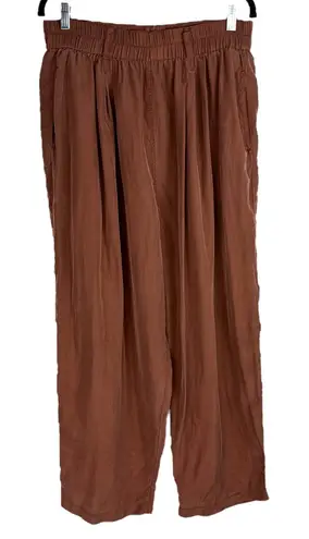 Venezia 100% Silk Brown Rust Wide Leg Pants Trousers Sz 14/16 - Image 1