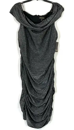 Bold Elements | Silver Black Off The Shoulder Bodycon Cocktail Dress NWT XL