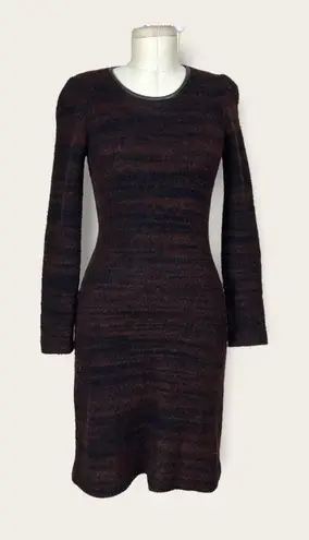 Isabel Marant Isabel Marant Etoile Leather Trim Boucle Sweater Dress Brown Black Size US 6